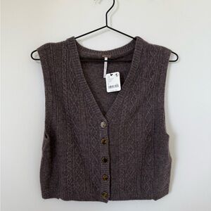 Free People Cashmere Cropped Cable Knit Sweater Vest